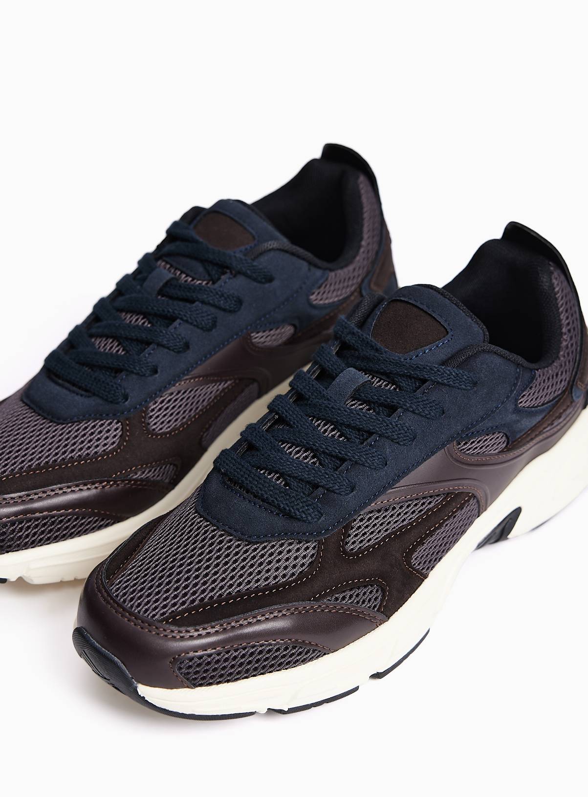 Navy & Brown Multi Panel Jogger Trainers 10 - Image 1